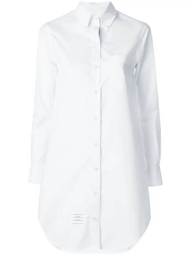 Women's Point Collar Poplin Short Dress White - THOM BROWNE - BALAAN 3