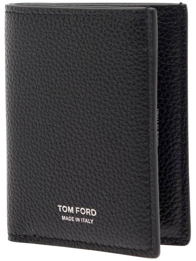 Men's Logo Pebble Leather T-Line Card Wallet Black - TOM FORD - BALAAN 3