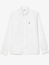 Logo Patch Linen Long Sleeve Shirt White - LACOSTE - BALAAN 1