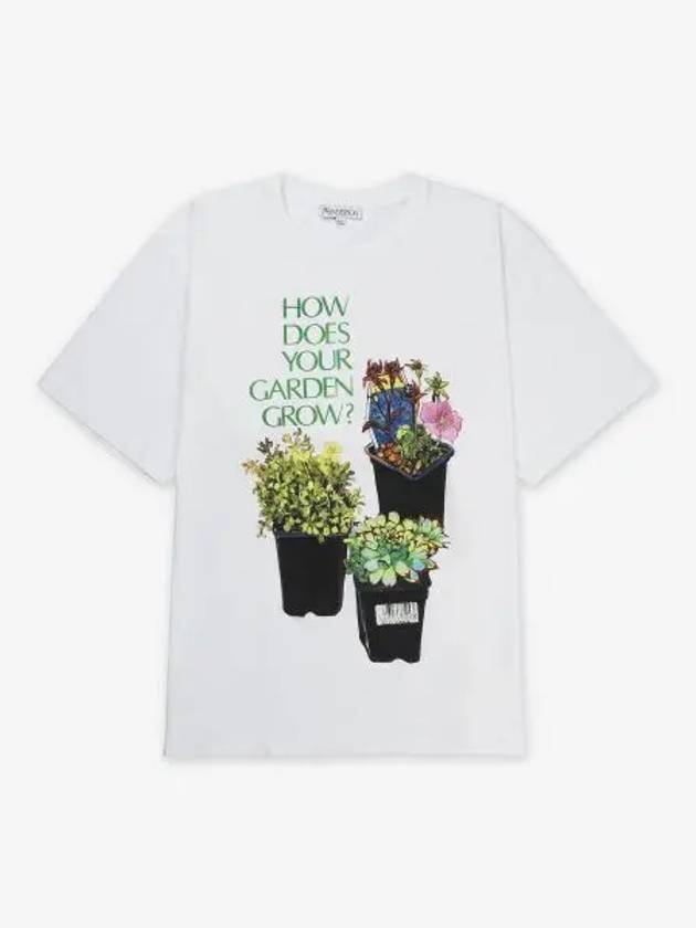 Flower Print Oversized Fit Short Sleeve T-Shirt White - JW ANDERSON - BALAAN 2