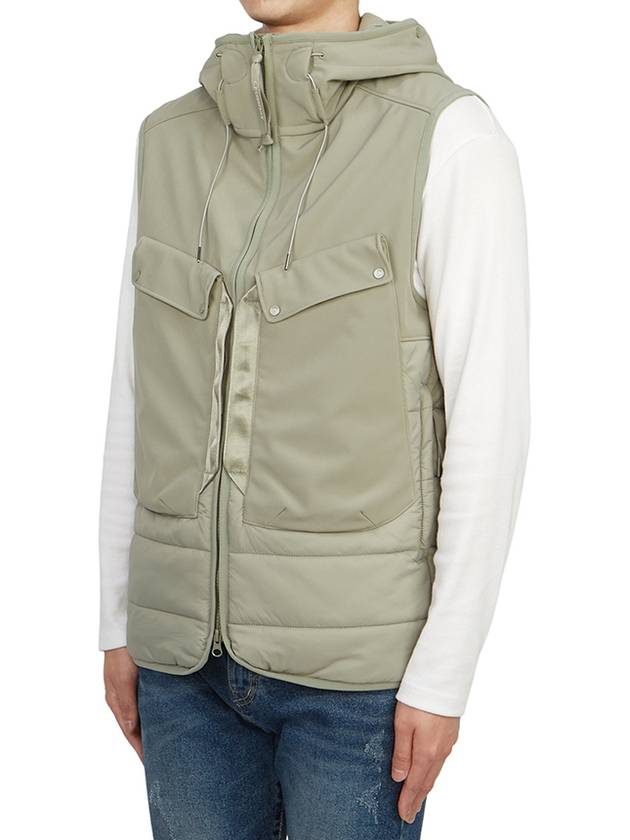 Shell R Mix Goggle Hooded Padded Vest Sage - CP COMPANY - BALAAN 4