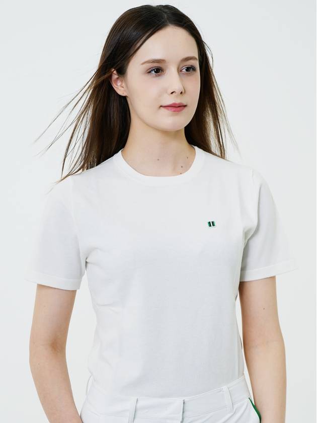 Logo wappen short sleeve round knit WOMAN IVORY T22WTN0311 - TRIMERE - BALAAN 1