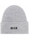 Embroidered Logo Solid Beanie Grey - MSGM - BALAAN 2