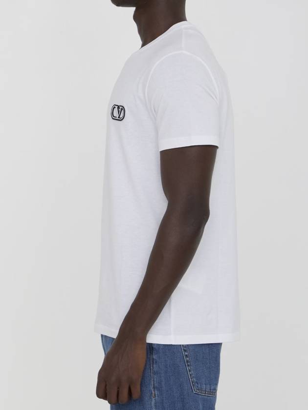 V logo signature patch cotton short sleeve t shirt white - VALENTINO - BALAAN 4