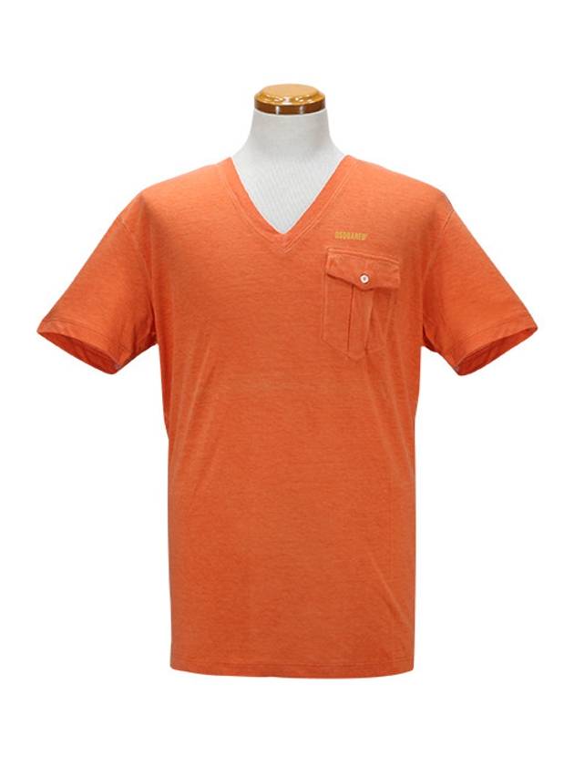 V-Neck Pocket Short Sleeve T-Shirt Orange - DSQUARED2 - BALAAN 3