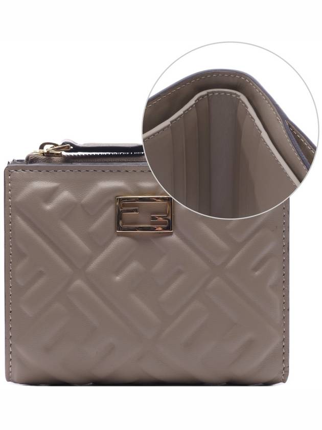 Slim Baguette FF Motif Nappa Leather Half Wallet Dove Grey - FENDI - BALAAN 2