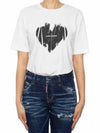 Heart Print Short Sleeve T-Shirt White - SAINT LAURENT - BALAAN 2