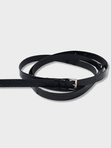 Pre order delivery November 19th Leather slick layered belt black - NOIRER - BALAAN 1