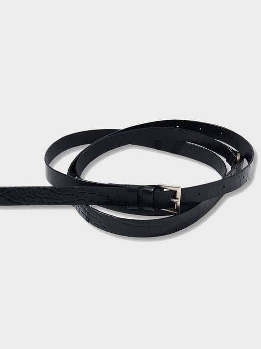 Leather Slick Layered Belt Black - NOIRER - BALAAN 1