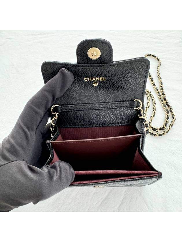 Classic Chain Mini Bag Grained Shiny Calfskin Gold Metal Black - CHANEL - BALAAN 8