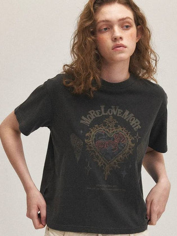 More Love Pigment Cropped Short Sleeve T Shirt Smoke Black - CPGN STUDIO - BALAAN 1