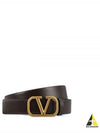 V Logo Signature Calfskin Leather Belt Brown - VALENTINO - BALAAN 2