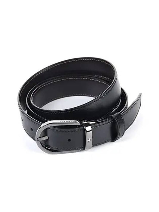 Horseshoe Buckle 30mm Reversible Leather Belt Black Brown - MONTBLANC - BALAAN 2