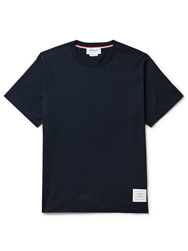 Men's Side Slit Relaxed Short Sleeve T-Shirt Navy - THOM BROWNE - BALAAN 2