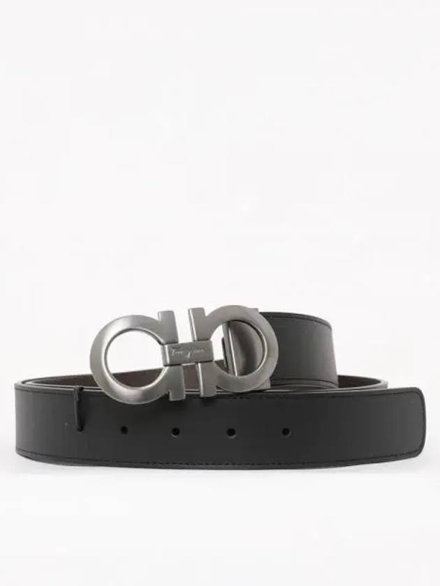 Gancini Reversible Adjustable Leather Belt Black Dark Brown - SALVATORE FERRAGAMO - BALAAN 2