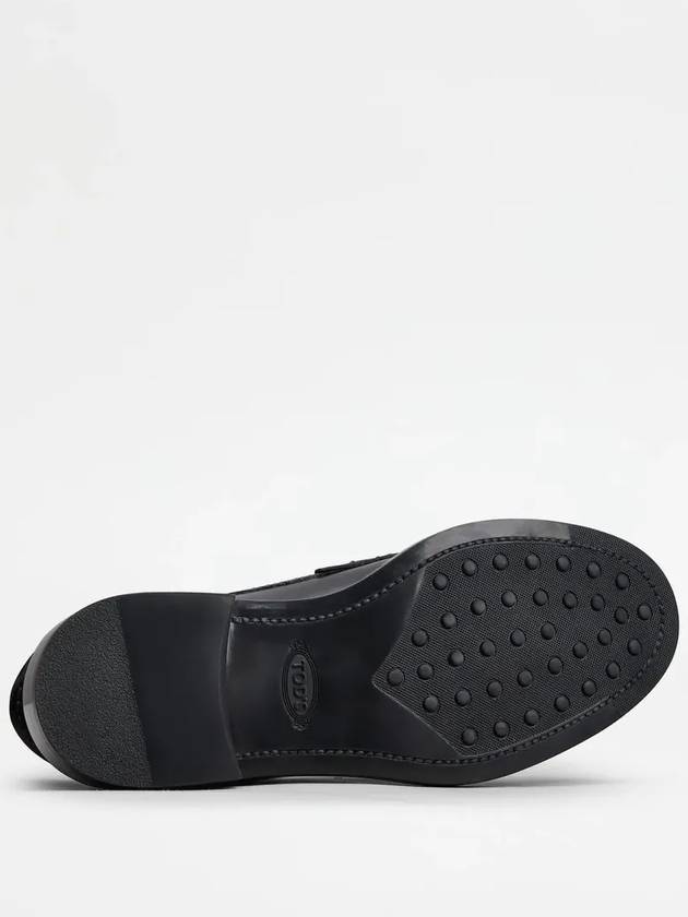 Brushed Leather Chain Loafers Black - TOD'S - BALAAN 6