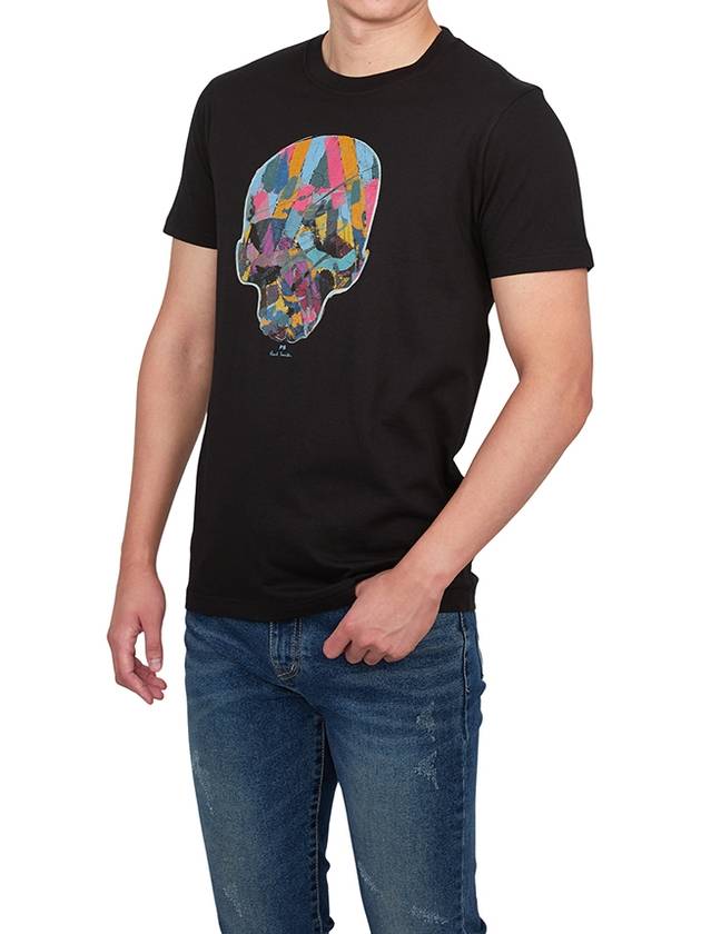 Multi-Color Skull Print Short Sleeve T-Shirt Black - PAUL SMITH - BALAAN 5