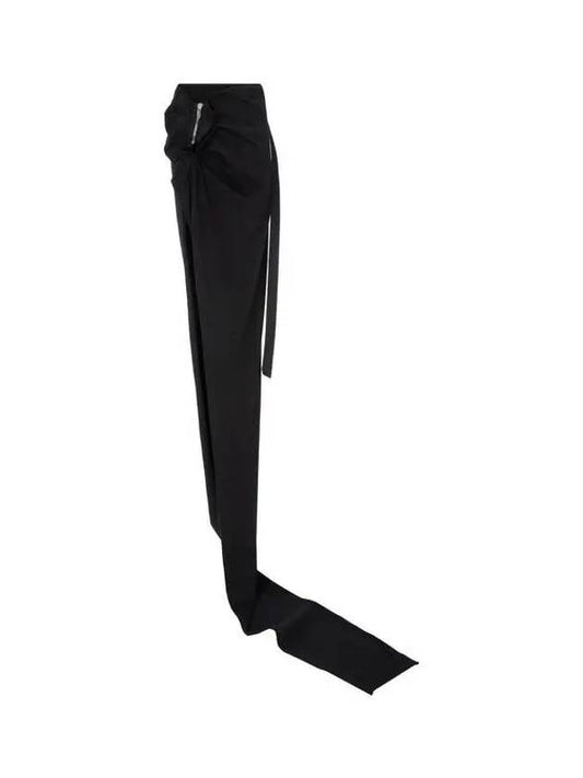 WOMEN DRKSHDW Ruffle Zipper Long Skirt Black 271562 - RICK OWENS - BALAAN 1