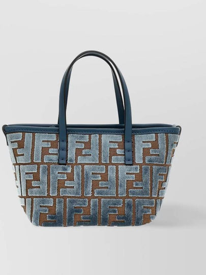 Roll FF Jacquard Velvet Tote Bag Light Blue - FENDI - BALAAN 2