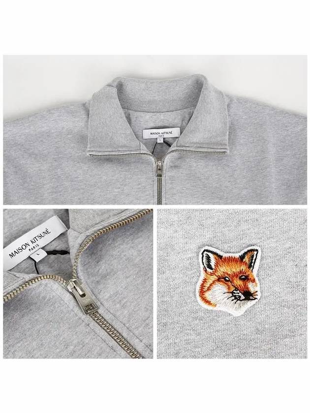 Fox Head Patch Half Zipper Sweatshirt Light Grey Melange - MAISON KITSUNE - BALAAN 6