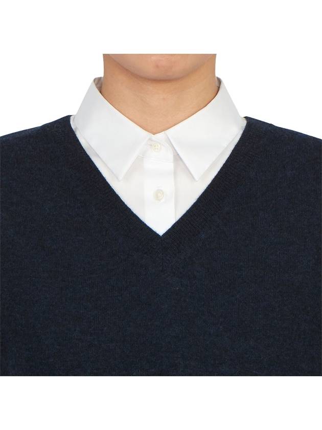 V-neck Wool Knit Vest Navy - MAISON MARGIELA - BALAAN.