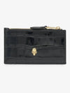 Skull Crocodile Embossed Zipper Card Wallet Black - ALEXANDER MCQUEEN - BALAAN 2