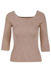 FF Cotton Rib Knit Top Beige - FENDI - BALAAN 2