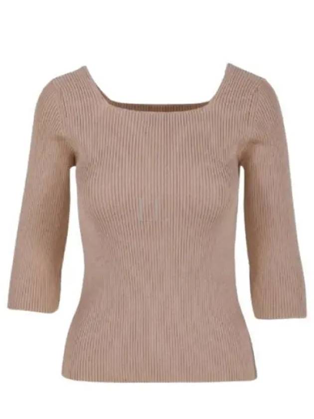 FF Cotton Rib Knit Top Beige - FENDI - BALAAN 2