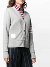 4-Bar Loopback Jersey Cardigan Light Grey - THOM BROWNE - BALAAN 4