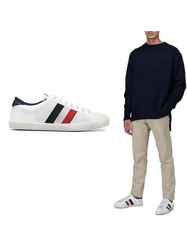 Tricolor Stripe Punching Low Top Sneakers Ivory - MONCLER - BALAAN 2