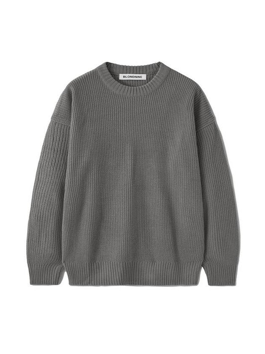 Crew Neck Rib Knit Top Grey - BLONDNINE - BALAAN 2