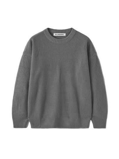 Crew Neck Rib Knit Top Grey - BLONDNINE - BALAAN 2