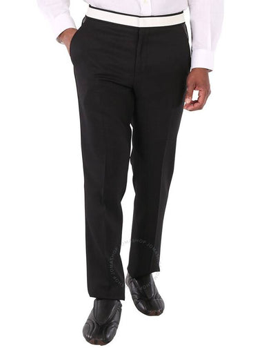 Burberry Men's Black Classic Fit Lambskin Detail Wool Tailored Trousers, Brand Size 50 (Waist Size 34.3') - BURBERRY - BALAAN 1