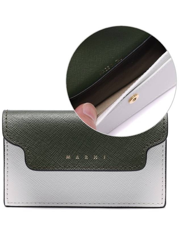 Logo Color Block Saffiano Card Wallet Green - MARNI - BALAAN 3