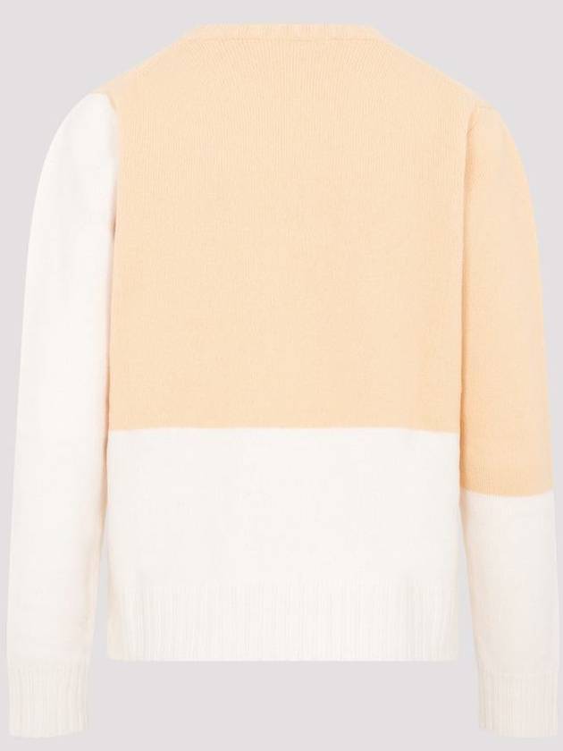 Two Tone Jacquard Wool Knit Top Orange - JIL SANDER - BALAAN 3