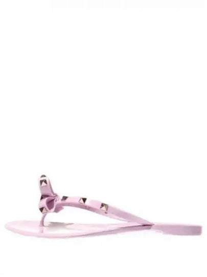 Ribbon Rockstud Flip Flops Water Rose - VALENTINO - BALAAN 2