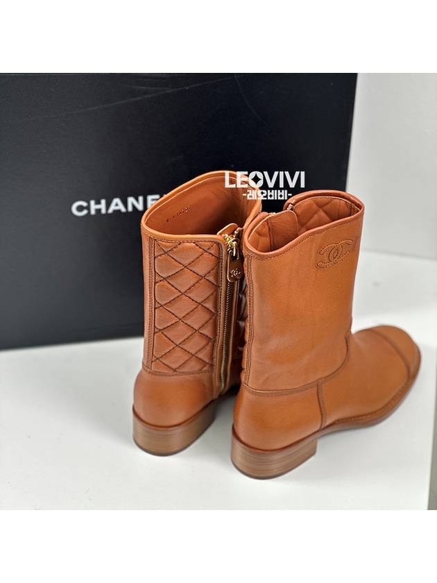 CC logo leather leather zipup short ankle boots brown 36 G36707 - CHANEL - BALAAN 4