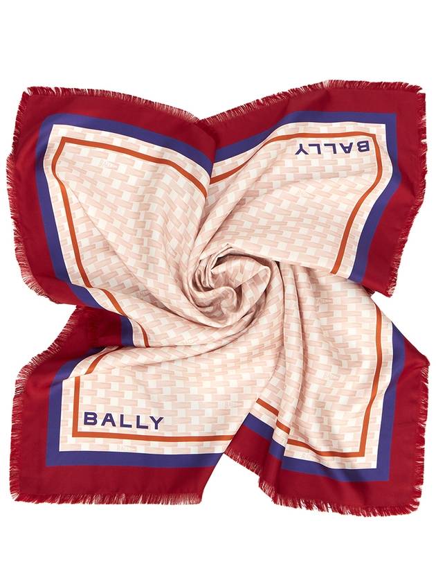 printed square silk muffler pink L7BA627F 375 - BALLY - BALAAN 3