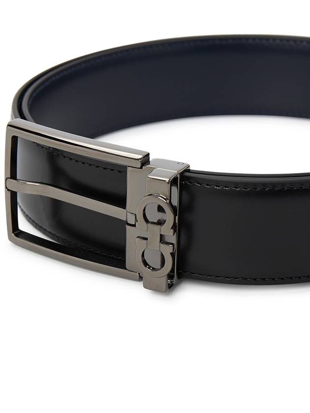 Gancini Reversible Adjustable Leather Belt Navy Black - SALVATORE FERRAGAMO - BALAAN 7