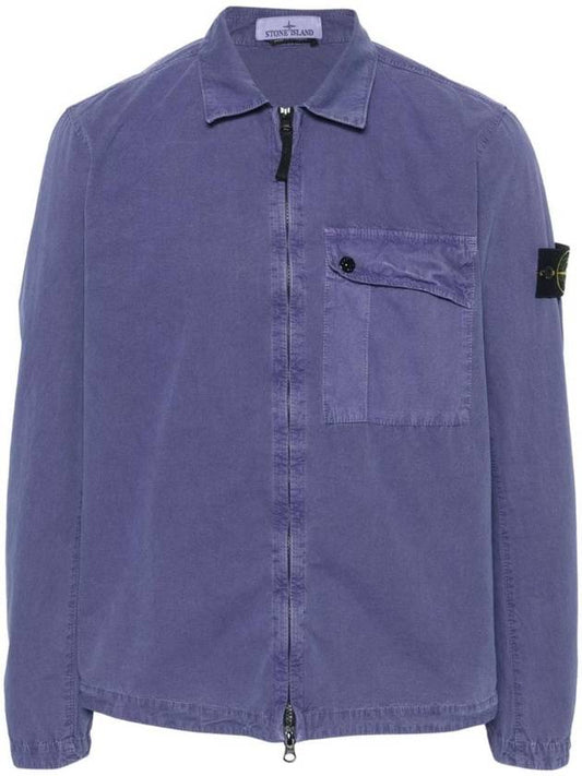 Old Treatment Garment Dyed Overshirt Jacket Purple - STONE ISLAND - BALAAN 1