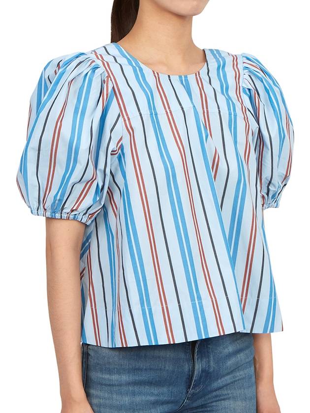 Striped Print Organic Cotton Blouse - GANNI - BALAAN 4