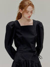 Square neck cotton blouse_Black - OPENING SUNSHINE - BALAAN 4