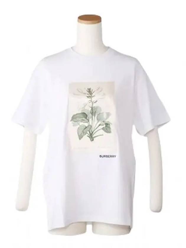 Botanical Sketch Cotton Overfit Short Sleeve T-Shirt White - BURBERRY - BALAAN 2