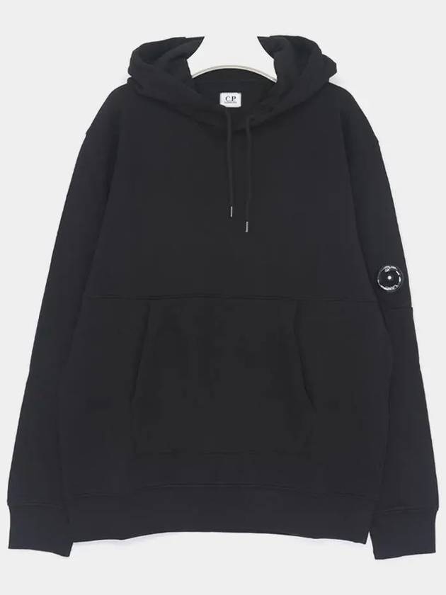 Diagonal Raised Fleece Lens Hoodie Black - CP COMPANY - BALAAN 4