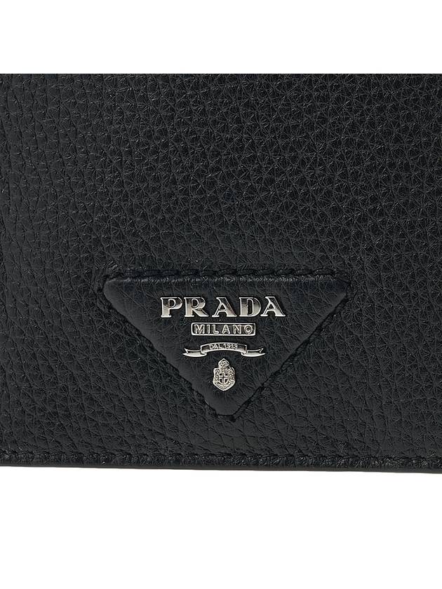 Men's Triangle Logo Leather Half Wallet Black - PRADA - BALAAN 7