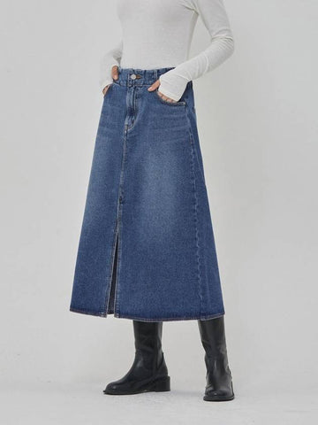 Denim slit A line skirt indigo - RYUL+WAI: - BALAAN 1