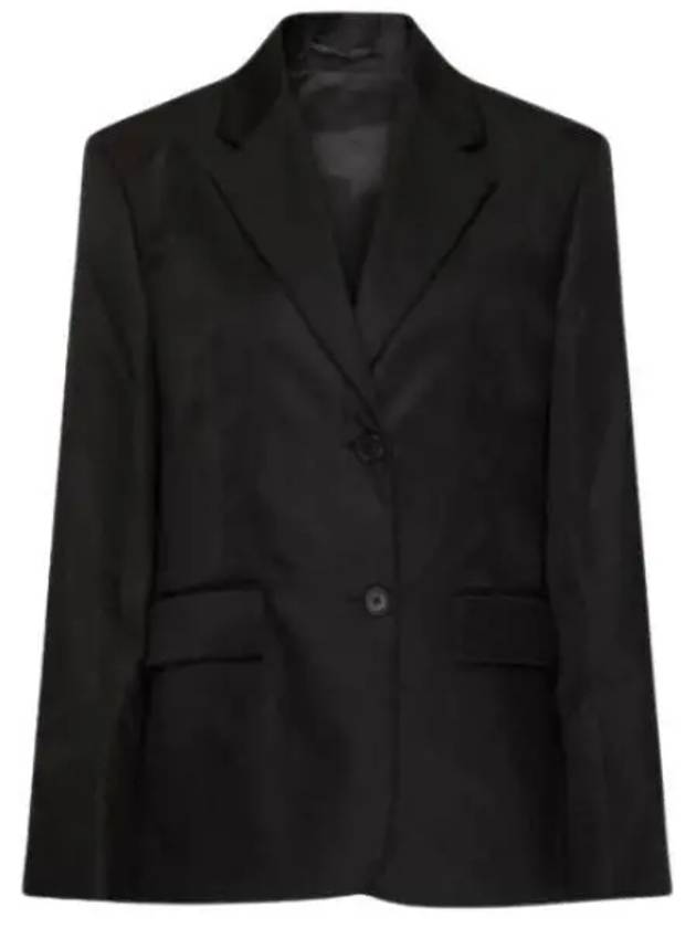 Single Breasted Nylon Blazer Jacket Black - PRADA - BALAAN 2