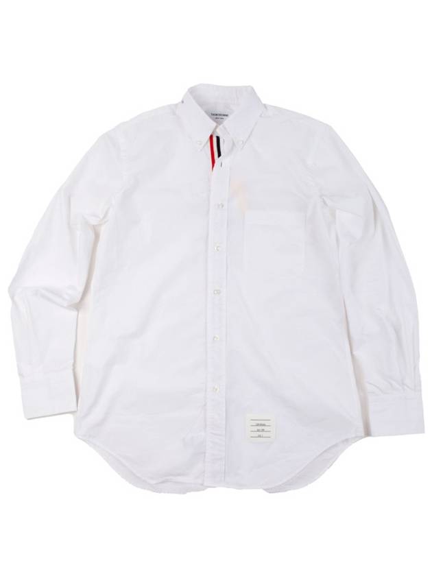 Men's Grosgrain Placket Solid Poplin Long Sleeve Shirt White - THOM BROWNE - BALAAN 2