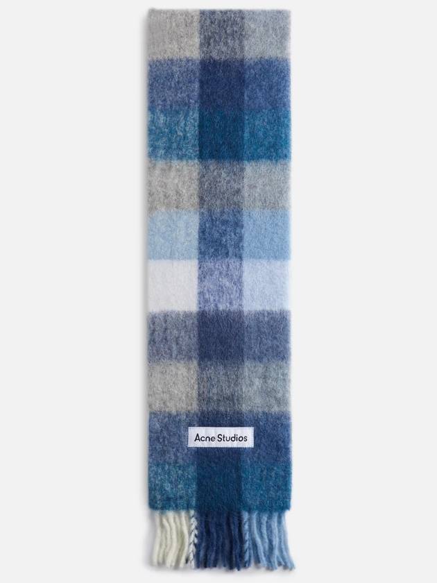 Check Mohair Muffler Grey Blue - ACNE STUDIOS - BALAAN 4