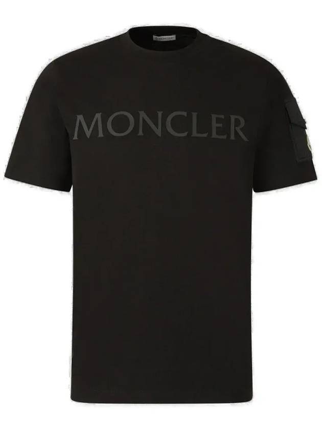 Laminated Logo Short Sleeve T-Shirt Black - MONCLER - BALAAN 1